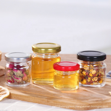 mini 30ml 60ml 80ml glass jar clear round with screw top lid wholesale glass jam honey jars